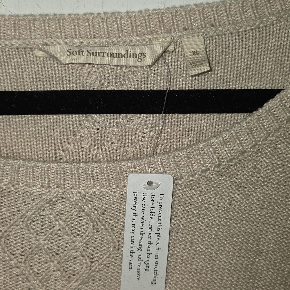 Soft Surroundings Reza 3/4 Sleeve Flare Sweater Beige Oatmeal XL NWT silk Blend - Picture 2 of 6